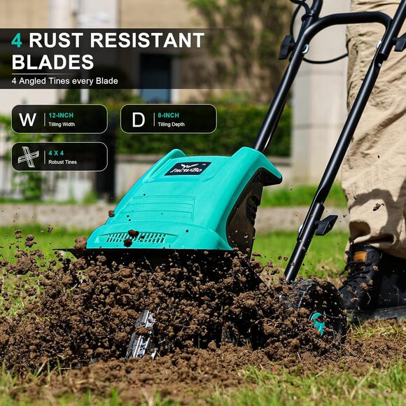 #6748 Electric Garden Tiller/Cultivator 12Inch Tilling Width 8-Inch  10.5 Amp - Picture 3 of 7